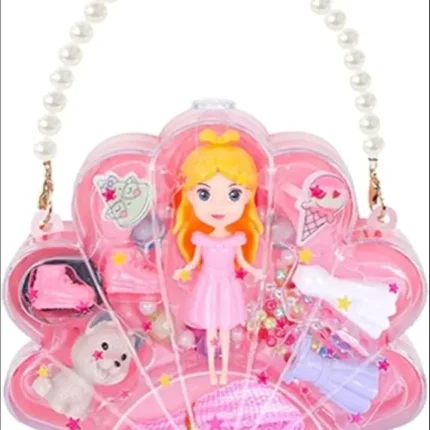 Plastic Doll Toy with DIY Princess Styling, Featuring Dress, Ring, Bracelet, Necklace Accessories, and A Pet Dog