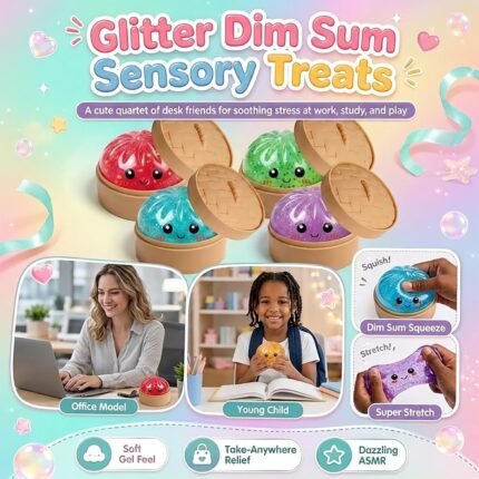 Dumpling Squishy Box Glitter Slow Rising Stress Ball Fidget Toy