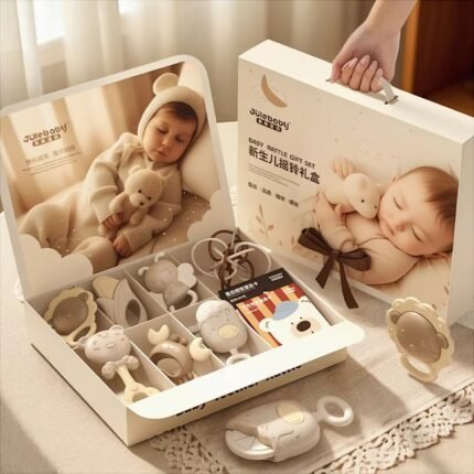 Newborn Baby Gift Box Rattle & Plush Toy Set (8pcs)
